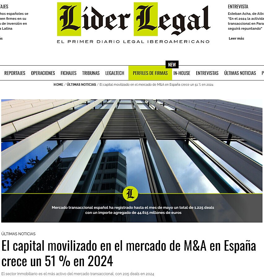 El capital movilizado en el mercado de M&A en Espaa crece un 51 % en 2024